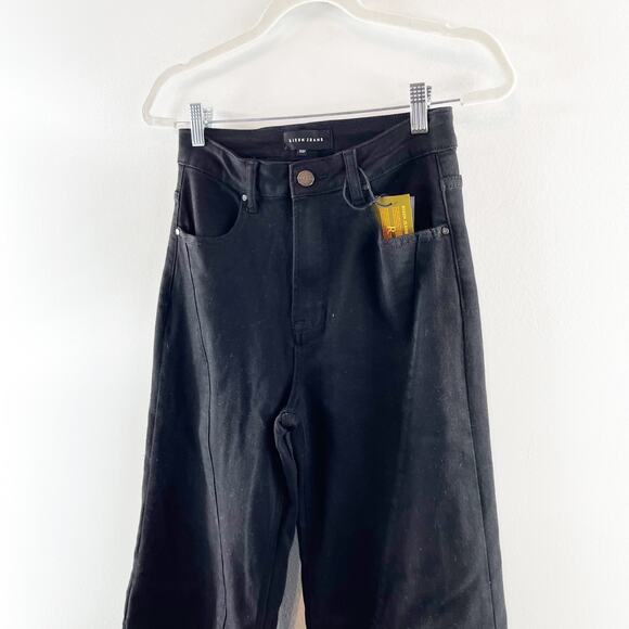 Risen Courtney High Waisted Denim Wide Leg Jeans Solid Black 5 / 27 - Picture 9 of 13